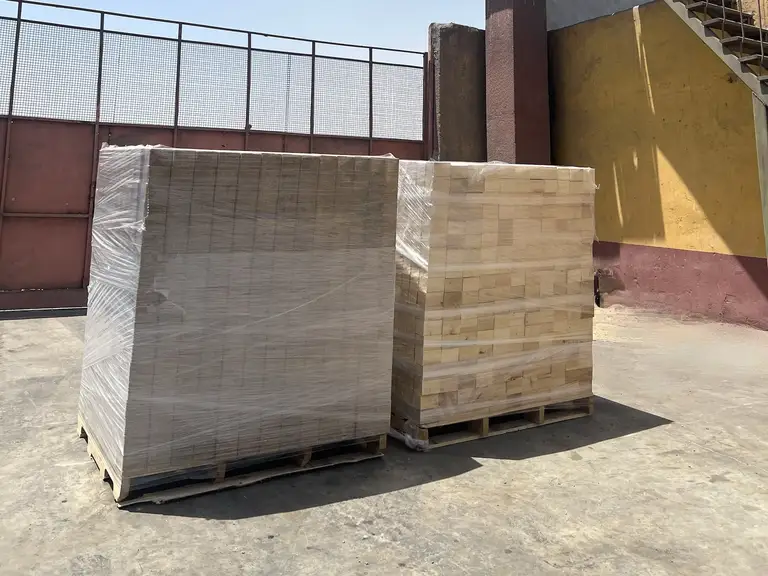 Compressed wood products ready for dispatch — EL-Saady factory